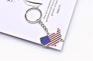 Porte-clés drapeau américain Porte-clés en métal en forme de carte d'Amérique Porte-clés femme fille Cadeau suspendu Fête de l'indépendance Souvenir Décorations de fête - Product Image 5