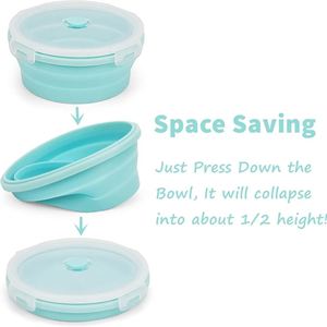 Blue <b>Collapsible</b> Silicone Lunch Box Single Compartment Freshness Preservation Food <b>Storage</b> Container for Food Packaging - Product Image 5