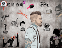 Papier peint 3D personnalisé pour salon de coiffure, décoration murale nostalgique, autocollants muraux pour salon de coiffure, papier peint auto-adhésif