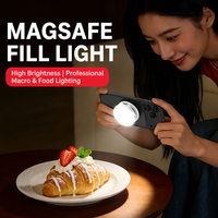 Lampu Selfie Magnetik Kompatibel MagSafe, Lampu Isi Daya Ponsel Lipat, Tipe-C Dapat Diisi Ulang 400mAh, Untuk Vlogging dan Siaran Langsung
