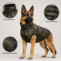 Manteau matelassé pour chien camouflage, veste chaude pour chiens de taille moyenne et grande, randonnée en forêt, promenade, résistant à l'eau, coupe-vent, fermeture éclair avant