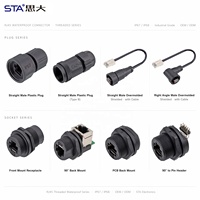 Conector RJ45 Impermeable IP67, Cable de Extensión Gigabit Ethernet Cat5e/Cat6, Conector Macho para Instalación en Campo, Conector Hembra para Montaje en Panel