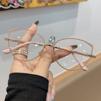 Lunettes de Luxe Sans Monture Anti-Lumière Bleue Photochromiques Femme, Coupé Diamant HD Œil de Chat, pour Ordinateur