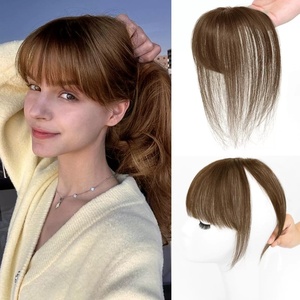 Perruque en cheveux humains tissée à la main 5x7, style français, avec frange, qui peut couvrir la ligne des cheveux, en cheveux synthétiques - Product Image 1