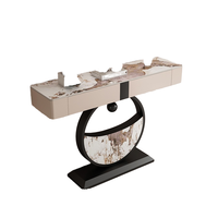 Table d'appoint créative et luxueuse en dalle de roche, console étroite et concrète pour l'entrée de la maison, à placer au mur avec fonction de rangement