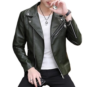 Youth Personalized Short Leather <strong>Jacket</strong> for Men's Korean Version <strong>Slim</strong> <strong>Fitting</strong> Plush Motorcycle PU Leather <strong>Jacket</strong> Trend <strong>Jacket</strong> - Product Image 1