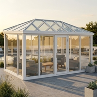 Véranda panoramique série 120 en alliage aluminium-magnésium avec double vitrage, abri de jardin pour villa