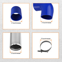 Kit de Tuberías de Aluminio para Intercooler Universal de 3.0 Pulgadas y 8 Piezas de la Marca MaXpeedingrods, Mangueras Azules