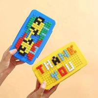 Bricolage créatif et modulaire Portable 3 compartiments blocs de construction étudiant boîte à lunch boîte de pique-nique boîte à fruits maternelle pour enfants
