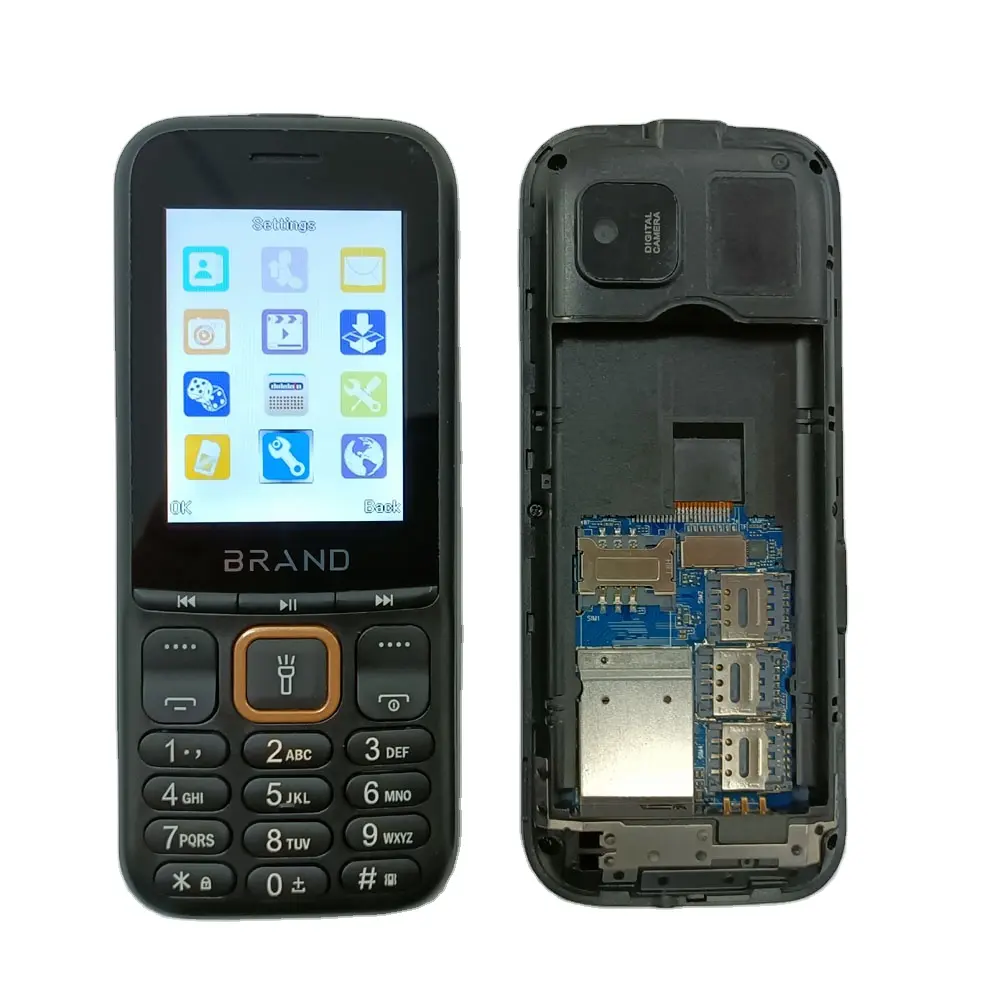 Telefone do cartão sim personalizado 4sim, três cartões sim, telefone móvel triplo, 4 cartões de espera, mini quatro botões de célula, teclado reatura do telefone