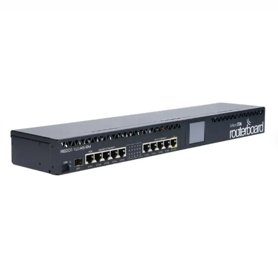 Mikrotik 1U Rackmount Wired Router RB2011UiAS-RM 5x Ethernet 1000Mbps Max LAN Data Rate Dual-Power Switch QoS Firewall VoIP VPN