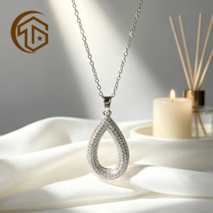 Collar con Colgante de Plata de Ley 925 con Zirconia en Forma de Gota de Agua, Joyería Fina Resistente al Agua, Oferta 2026 - Product Image 4