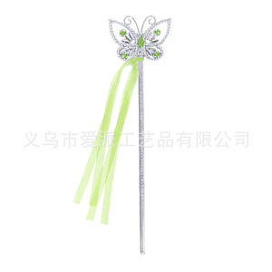Children Princess Crown And <b>Magic</b> Wand <b>Set</b> Green Butterfly Design Plastic Costume Accessory For Dress Up Play - Product Image 4