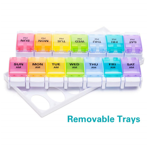 Wholesale 14 Compartment 7-Day Weekly Pill Organizer <b>Storage</b> <b>Box</b> with Plastic PP <b>Material</b> - Product Image 5
