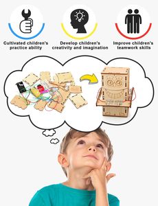 4 bộ dụng cụ gốc tuổi 8-13 Khoa Học Kỹ Thuật Đồ chơi âm nhạc hộp <span class=keywords><strong>Robot</strong></span> 3D Câu Đố gốc Đồ chơi giáo dục - Product Image 2