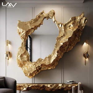 Thiết Kế Phong Cách Phòng Ngủ Cloakroom Sang Trọng Trang Trí Gương Khách Sạn Biệt Thự FRP Khung Với Kính Vàng Giọng Gương Đồ Nội Thất - Product Image 2