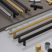 Poignées et boutons de meuble en laiton moderne, à motif diamanté, pour tiroirs de cuisine et armoires, poignées en T