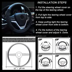 MELCO Breathable Auto Car Steering Wheel Cover For Men Woman Black/Black 15 Inches-16 Inches Diameter Steering Wheel Cover BMW