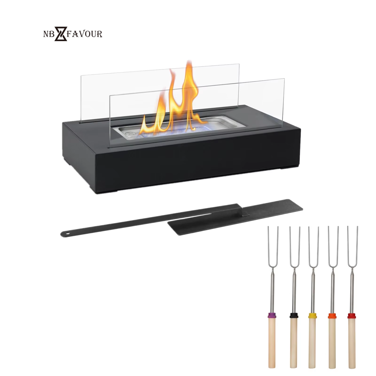 NB-FAVOUR портативная стальная спиртовая плита Corten Firepit Настольный камин Настольный костер со стеклом для внутреннего/наружного использования