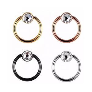 Anneaux de <span class=keywords><strong>piercing</strong></span> unisexes en titane G23 avec cristal, bijoux corporels tendance à billes captives - Product Image 3