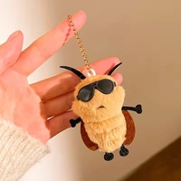 Porte-clés en peluche drôle et mignon en forme de cafard avec lunettes de soleil, pendentif appareil photo, breloque de sac en peluche douce, cadeau fantaisie pour amis