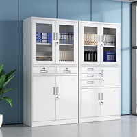 Armoire de classement en acier moderne de 72 pouces de hauteur avec serrure, 2 portes en verre, 2 étagères réglables pour le bureau, l'école et le garage