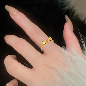 Bulk 18K Gold Plated Stainless Steel Open <strong>Rings</strong> Waterproof <strong>Bow</strong> Knot Shaped for Trendy Style for Party or Gift - Product Image 6