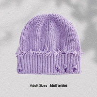 Gorro de punto rasgado de color liso, estilo retro, para otoño-invierno, tendencia urbana, personalizable con logo, de Van Sally Cross-border.