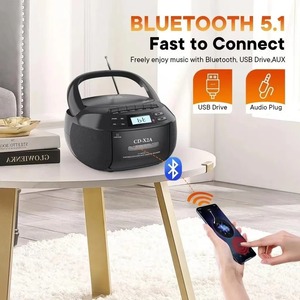 Lecteur de cassettes et de CD portable avec radio AM/FM pour son stéréo, télécommande, prise casque, compatibilité stéréo - Product Image 3