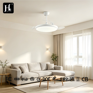 Ventilateur de plafond LED industriel avec 3 pales transparentes, moteur DC, télécommande, variateur d'intensité, lumière blanc chaud doux, 6 vitesses, 30-34 dB, pour salon - Product Image 6