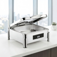Chauffe-Plats Électrique en Acier Inoxydable 304 de 8L pour Buffet, Contrôle Manuel de la Température, Conception Séparée, Réchaud Hydraulique pour Hôtels