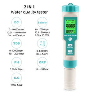 เครื่องวัดคุณภาพน้ำแบบพกพา 7-in-1 สำหรับวัดค่า PH, TDS, <span class=keywords><strong>EC</strong></span>, อุณหภูมิ, ความเค็ม, ระบบไฮโดรโปนิกส์, และ S.G. - Product Image 2