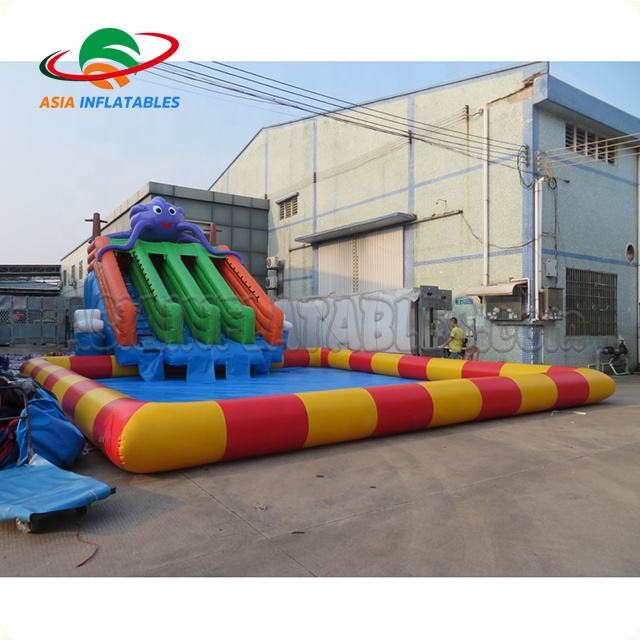 Land Inflatable Water Park with Pool Mobile Park Octopus Theme