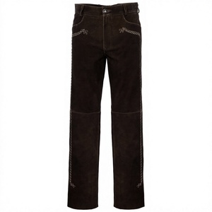 Nouveau pantalon Lederhosen Trachten bavarois pour homme, décontracté, taille mi-haute, teint en pièce, costume d'Oktoberfest allemand, en cuir véritable - Product Image 1