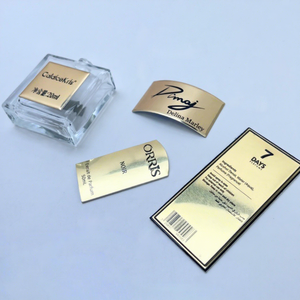 High <b>Luxury</b> Customized Aluminum Label Durable <b>Hot</b> Stamping Anodizing Process Waterproof Packaging for Parfum Etikett Metal Logo - Product Image 1
