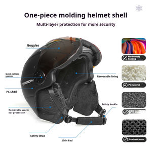 แว่นตาสกี MOON Professional พร้อมหมวกสกีในตัว น้ำหนักเบา สำหรับทุกเพศ ใช้ได้ทั้งสกีแบบแผ่นเดียวและสองแผ่น อุปกรณ์ความปลอดภัยสำหรับเล่นสกี - Product Image 4