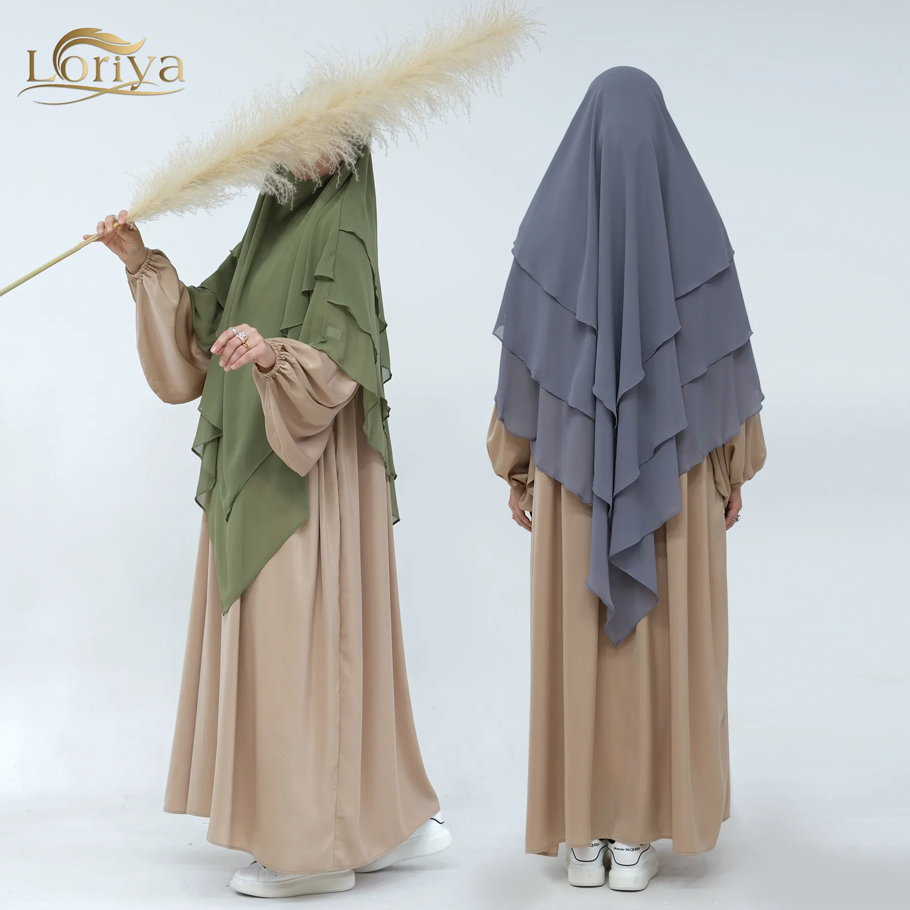 2023 Neues EID Muslimisches Gebet Hijab 3 Schichten Abaya Khimar Islamisches traditionelles muslimisches Bekleidungs zubehör Chiffon Hijab