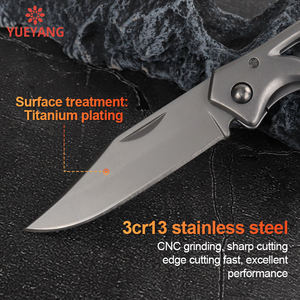 سكين قابل للطي من الفولاذ المقاوم للصدأ من YUEYANG CNC بمقبض مجوف وطلاء تيتانيوم رمادي خفيف الوزن للاستخدام اليومي والصيد والتكتيكي وتصنيع المعدات الأصلية - Product Image 3