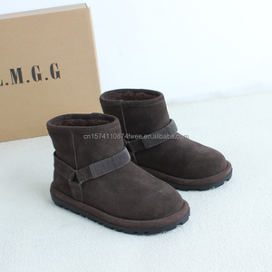 <strong>Brown</strong> Cowhide Flats Winter Snow Boots for Women Waterproof Breathable Slip Resistant Height Increasing <strong>Uggs</strong> New Arrival - Product Image 4