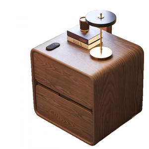 Mesita de noche de madera maciza con 2 cajones, mesa auxiliar para dormitorio, diseño moderno - Product Image 5