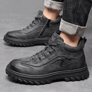 2026 Winter New High-top Genuine Leather Work Boots Fashion Men Shoes Shearling-lined Ideal Casual Snow Boots for Outdoor - Product Image 3