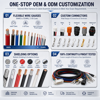 Câble de commande blindé multi-cœurs OEM personnalisé avec connecteur JST Molex, faisceau de câbles pour signal et alimentation d'ordinateur industriel