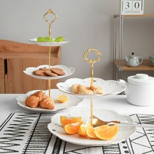 Soporte Redondo de Cerámica para Té, Frutas, Postres y Cupcakes, Bandeja de Servicio de 3 Niveles para Fiestas y Bodas, de 6, 8 y 10 Pulgadas - Product Image 2