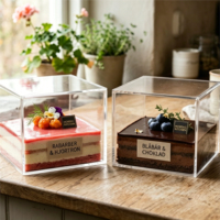 Boîte cadeau carrée en acrylique transparent de qualité alimentaire, épaisseur 1 mm, avec vitrine en plastique PS moulé par injection pour l'emballage de gâteaux