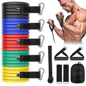 Home Workout 150lb Exercise Band Door Anchor Ankle Strap Resistance Bands Set With Handle