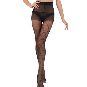 أزياء المرأة مخصص جوارب طويلة من الحرير وسائط الإعلام طباعة شعار رسالة جوارب سوداء خرطوم جوارب ضيقة جوارب طويلة - Product Image 5