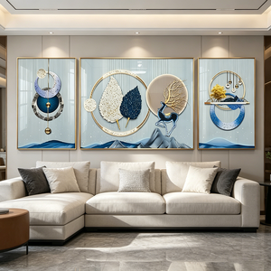 Arte de pared enmarcado de 3 paneles personalizado al por mayor, Mujer Negra Africana con Joyería Dorada, Impresión HD, Decoración del hogar, Pintura en porcelana de cristal - Product Image 1