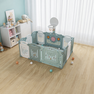 Parc de jeu portable <span class=keywords><strong>pour</strong></span> tout-petits avec panneau d'activités et panier de basket rose et blanc <span class=keywords><strong>pour</strong></span> intérieur - Product Image 1