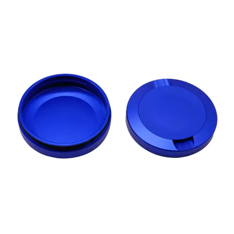 Blue Anodized Aluminum metal Snus Cans Small Snuffbox CNC Turned Milled Snus Metal Container