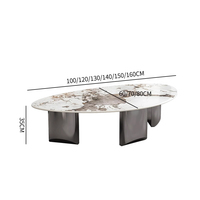 Meubles modernes pour appartement et villa Table basse durable en pierre frittée Table basse unique pour salon de luxe en forme de galet